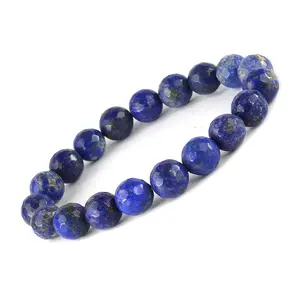 Reiki Crystal Products Natural AAA Lapis Lazuli Bracelet Crystal Stone 10mm Faceted Bracelet for Reiki Healing and Crystal Healing Stones