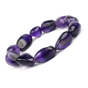 Reiki Crystal Products Natural Amethyst Bracelet Crystal Stone Tumble Bead Bracelet for Reiki Healing and Crystal Healing Stones