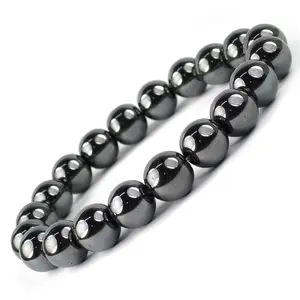 Reiki Crystal Products Natural Hematite Bracelet Crystal Stone 10mm Round Bead Bracelet for Reiki Healing and Crystal Healing Stones