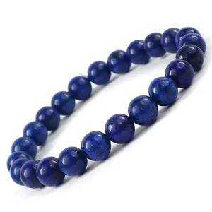 Reiki Crystal Products Natural Lapis Lazuli Dyed Bracelet Crystal Stone 8mm Round Bead Bracelet for Reiki Healing and Crystal Healing Stones