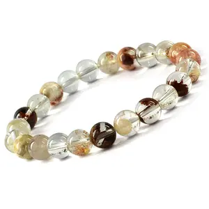 Reiki Crystal Products Natural Ludlolite Bracelet Crystal Stone 8mm Round Bead Bracelet for Reiki Healing and Crystal Healing Stones