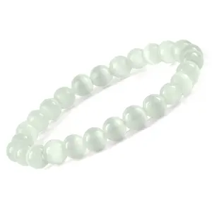 Reiki Crystal Products Natural Selenite Bracelet Crystal Stone 8mm Round Bead Bracelet for Reiki Healing and Crystal Healing Stones