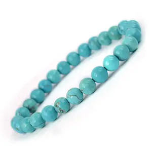 Reiki Crystal Products Natural Turquoise  Blue Bracelet Crystal Stone 8mm Round Bead Bracelet for Reiki Healing and Crystal Healing Stones