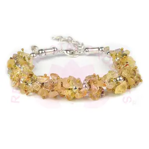 Reiki Crystal Products Natural Citrine Bracelet Crystal Stone Chip Bead Bracelet for Reiki Healing and Crystal Healing Stones