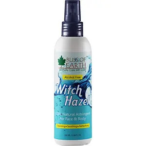 Bliss of Earth Alcohol Free Pure Witch Hazel Astringent Natural Toner Great For Acne & Skin Rashes