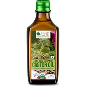 Bliss of Earth 500ML Certified Organic Castor Oil for Hair Growth Cold Pressed & Hexane Free