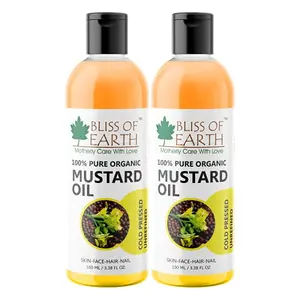 Bliss of Earth Organic Mustard Oil For Hair Growth & Baby Massage (2x100ML)