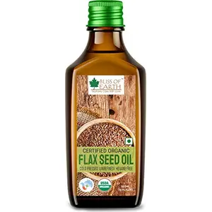 Bliss of Earth 500ML Certified Organic Flaxseed Oil for Eating & Hair Cold Pressed & Hexane Free