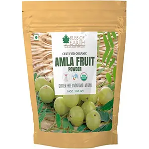 Bliss of Earth 453GM USDA Organic Amla Powder for Eating Drinking & Hair Growth Immunity Booster