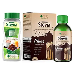Bliss of Earth Combo Of 99.8% REB-A Purity Stevia Powder Natural (200gm) & Chocolate Flavoured Stevia Liquid (100ml) Sugarfree Zero Calorie Zero GI Keto Sweetener (Pack Of 2)