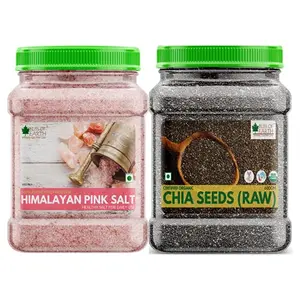 Bliss of Earth Combo Of USDA Organic Raw Chia Seeds (600gm) For Weight Loss Raw Super Food And Pure Pakistani Himalayan Pink Salt (1kg) Non Iodised for Weight Loss & Healthy Cooking (Pack Of 2)