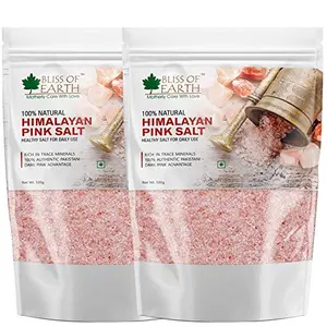 Bliss of Earth Pure Himalayan Pink Salt of Pakistan for Healthy Cooking Natural Substitute of White Salt 2x500GM
