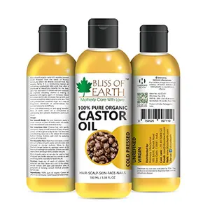 Bliss of Earth¢ USDA Organic Castor Oil For Skin Hair & Thicker Eyelashes Cold Pressed & Hexane Free