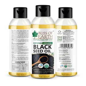 Bliss of Earth Certified Organic Black Seed Oil | Kalonji Oil | 100GM | Immune System Booster | Digestive Support | Great For Hair Health | Gluten Free | Cold Pressed | Unrefined | Hexane Free |