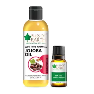 Bliss of Earth100% Pure Jojoba Oil (100ML) & Tea Tree Essential Oil (10ML) for Acne