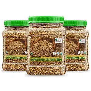 Bliss of Earth USDA Organic Unpolished Sesame Seeds 3x600 gm White For Eating Raw Til Seeds