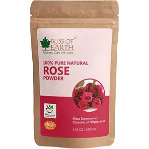 Bliss of Earth100% Pure Natural Rose Petals Powder | 100GM | Great For Face & Skin
