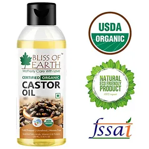 Bliss of Earth Certified Organic Castor Oil for Hair GrowthSmooth Skin 100ML