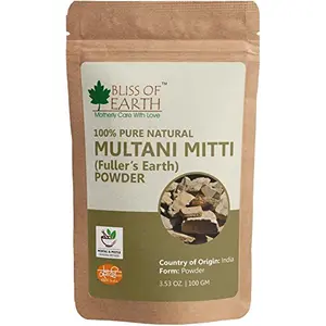 Bliss of Earth 100% Pure Multani Mitti Powder | Fuller's Earth Powder | 100GM | Great For Hair Face Skin