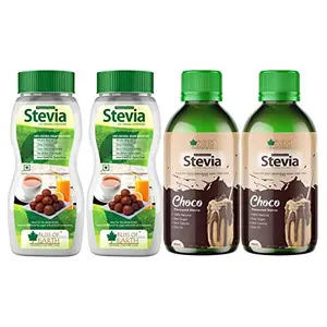 Bliss of Earth Combo Of 99.8% REB-A Purity Stevia Powder Natural (2X200gm) & Chocolate Flavoured Stevia Liquid (2X100ml) Sugarfree Zero Calorie Zero GI Keto Sweetener (Pack Of 4)