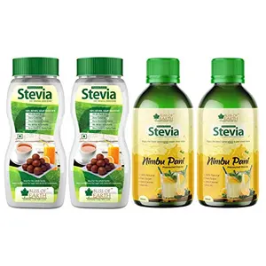 Bliss of Earth Combo Of 99.8% REB-A Purity Stevia Powder (2x200gm) & Nimbu Pani Flavoured Stevia Liquid (2x100ml) Sugarfree Zero Calorie Keto Sweetener (Pack Of 4)