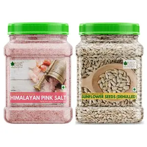 Bliss of Earth Combo Of Dehulled Sunflower Seeds (600gm) For Eating & Weight Loss And Pure Pakistani Himalayan Pink Salt (1kg) Non Iodised for Weight Loss & Healthy Cooking (Pack Of 2)
