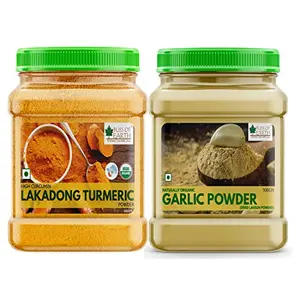 Bliss of Earth Combo Of Naturally Organic Garlic Powder Dried And Turmeric Powder For Cooking Pack Of 2 (500gm Each)