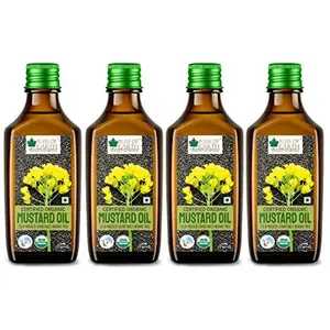 Bliss of Earth 4x500ML Certified Organic Mustard Oil For Cooking & Hair Cold Pressed Hexane Free (Pack Of 4)