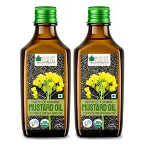 Bliss of Earth 2x500ML Certified Organic Mustard Oil For Cooking & Hair Cold Pressed Hexane Free Pack Of 2