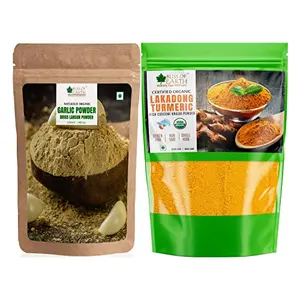 Bliss of Earth Combo Of Naturally Organic Garlic Powder (200gm) Dried And Turmeric Powder (250gm) For Cooking Pack Of 2