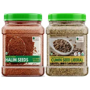 Bliss Of Earth Combo of Naturally Organic Cumin Seeds (400gm) for Healthy Cooking and Halim Seeds (600gm) for Eating Hair & Immunity Booster Foods (Pack of 2)