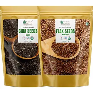 Bliss of Earth USDA Organic Raw Chia Seeds And Flax Seed For Weight Loss 1kg Raw Super Food