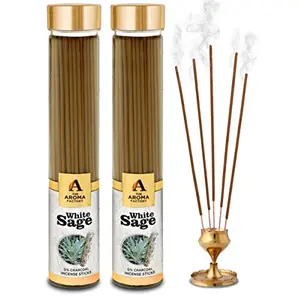 The Aroma Factory White Sage Smudge Leaves Incense Sticks Agarbatti ( 100% Herbal) Bottle Pack of 2