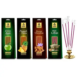 Green Apple Pineapple Kesar Chandan Sandalwood & Mogra Incense Sticks Agarbatti {& } (Pack of 4 x 30 Sticks)