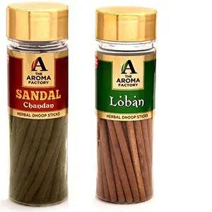 Shahi Loban & Chandan Sandal Incense Dhoop Sticks 40 Sticks (2 Bottles with Holders)