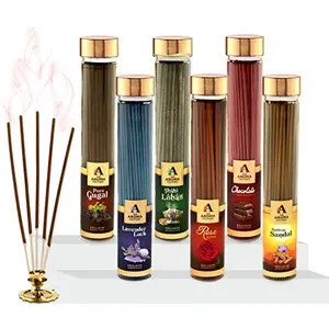 Agarbatti Combo Pooja Diving Blessings ChandanRose Lavender Out Repellent Gugal dhoop Loban Incense Sticks Puja Agarbatti (Pack of 6)
