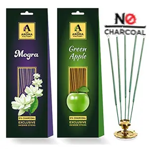 Mogra & Green Apple Incense Sticks Agarbatti (2 Packets x 30 Sticks Each)
