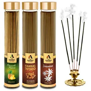 Pineapple Jasmine & Sandalwood Chandan Incense Stick Agarbatti (100% Herbal) Bottle Pack of 3