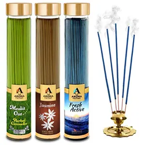 Out Jasmine & Fresh Active Incense Stick Agarbatti (100% Herbal) Bottle Pack of 3