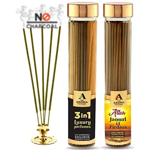 3 -in-1 Long Lasting Mesmerizing Scent Incense Sticks Attar Jannat Ul Firdaus Luxury Perfume Agarbatti - Pack of 2 (Made Without Using )