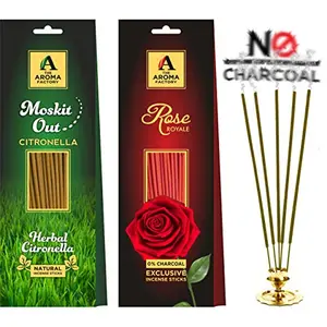 Repellant Herbal and Rose Incense Sticks Agarbatti (Pack of 2 x 30 Sticks)