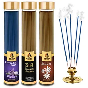 Lavender 3 in 1 & Jasmine Incense Stick Agarbatti (100% Herbal) Bottle Pack of 3