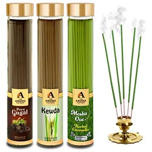 Gugal Kewda & Out Incense Stick Agarbatti (100% Herbal) Bottle Pack of 3