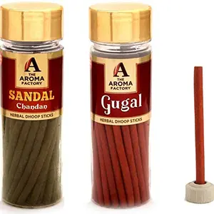Pure Gugal & Sandal Chandan Dhoop batti (2 Bottles x 40 dhoop Sticks) with dhoop Stand Holder in Box.