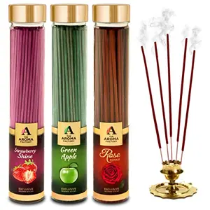 Strawberry Rose & Green Apple Incense Stick Agarbatti (100% Herbal) Bottle Pack of 3