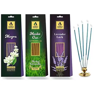 Mogra Lavender Agarbatti Packets (Pack of 3 x 30 Sticks Each)
