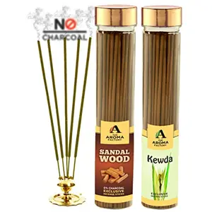 Brand Pure Agarbathies Dual Pack Sandal Woods & Kewda Natural Incense Sticks (Pack of 2 )