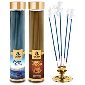 Fresh Active & Sandalwood Chandan Incense Sticks Agarbatti Bottle Pack of 2