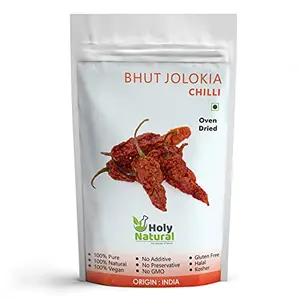 Bhut Jolokia Chilli - 15 gm (Oven Dried) | Hottest Chilli in the World | Ghost Pepper Chilli Pods | Origin of India | 100 % Pure Natural and Vegan | No Additive No Preservative No GMO | Gluten Free Halal and Kosher Certified
