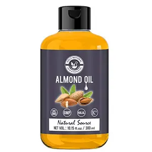 Almond Oil (10.41 fl oz/ 300 ml) Extra Virgin Cold-Pressed 100% Pure & Natural No GMO high levels of protein and vitamin E improve the shine and strength of your hair keeps nails healthy